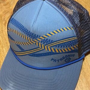 Patagonia Trucker Hat Rope Brim Graphic Mesh Snapback Blue SP18 MSRP $39
